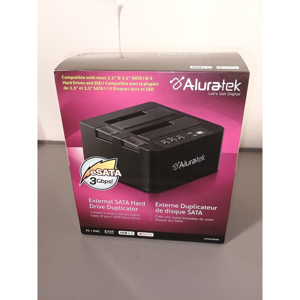 Aluratek Hard Drive Duplicator AHDDUB100 Black Excellent SATA USB 2.0 eSATA
